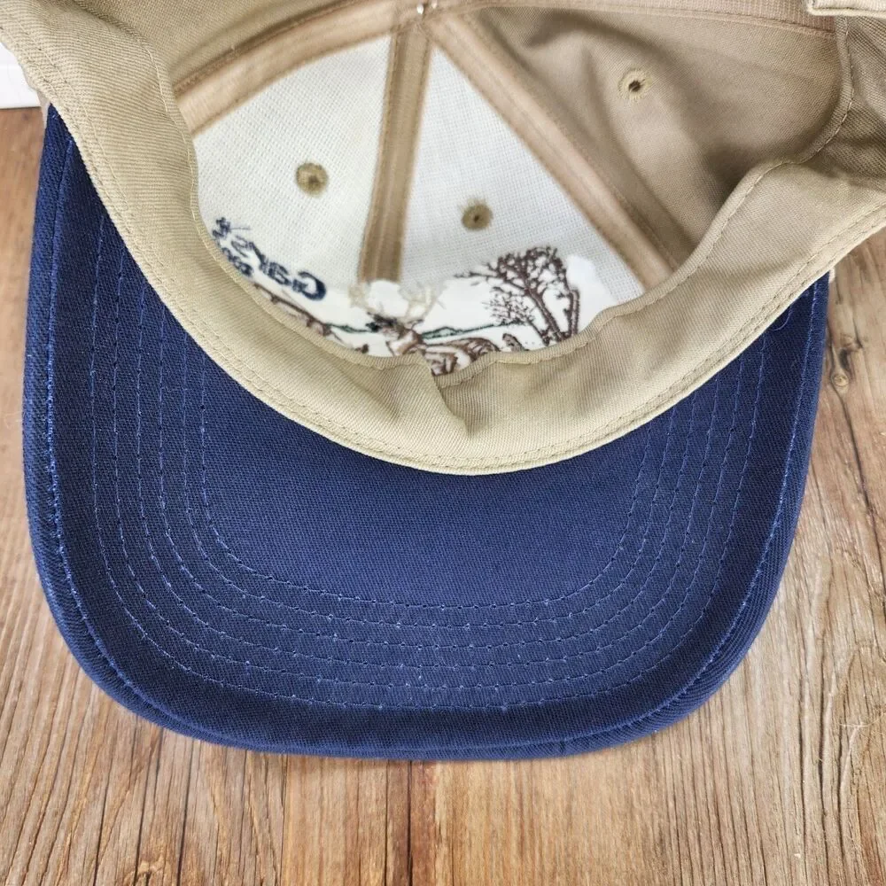 VTG Garst Seed Company 2003 Deer Meadow Snapback Hat Cap Beige Blue Farmer Buck